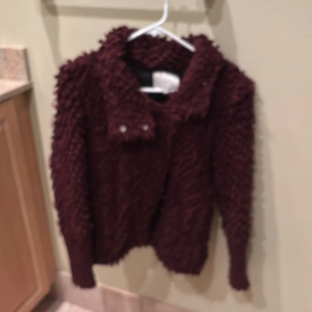 NWOT IRO Cathy woman's maroon fuzzy jacket